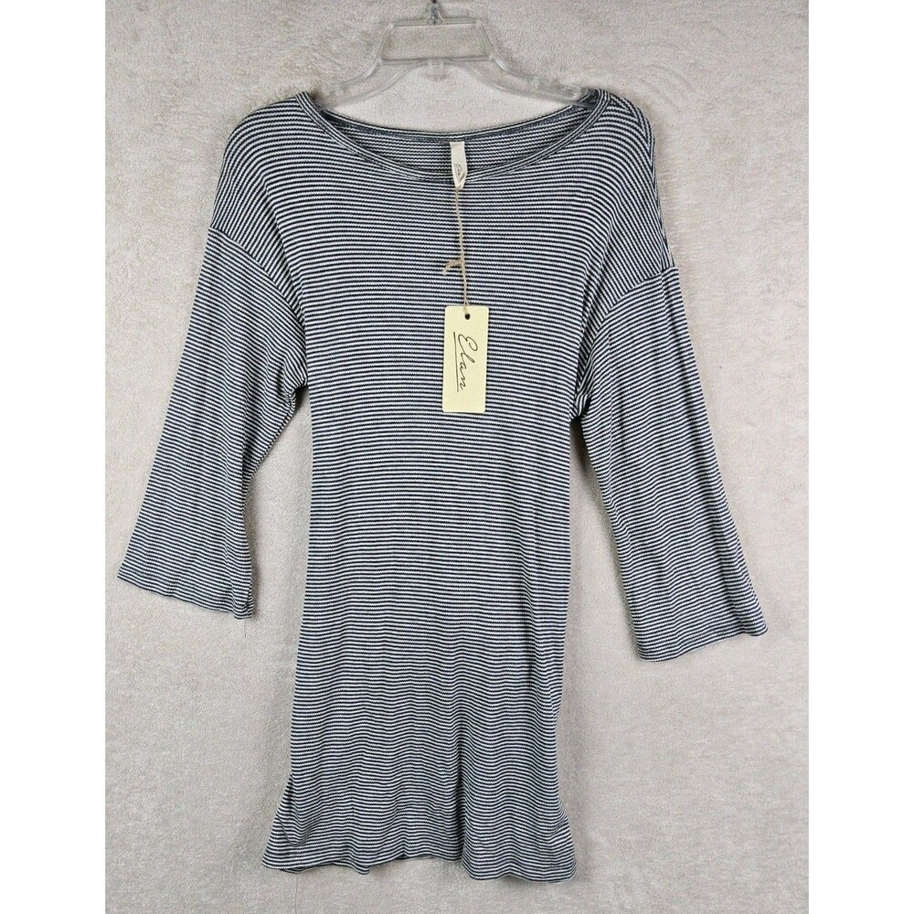 Elan Women's 3/4 Sleeve Striped Knit Mini Dress Size L